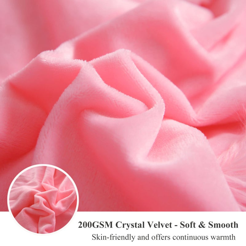 XeGe Plush Shaggy Duvet Cover, Luxury Ultra Soft Crystal Velvet Fuzzy Bedding 1PC(1 Faux Fur Duvet Cover), Fluffy Furry Comforter Cover with Zipper Closure(Queen, Light Pink) - Image 5
